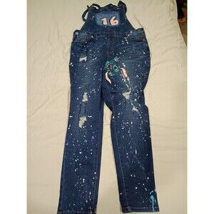 Custom Painted Basic Denim Wax Women's Overall Jeans 3XL